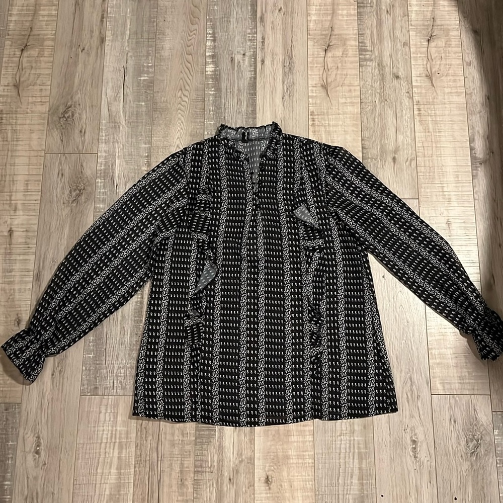 Fashion Mia Sheer Patterned Blouse